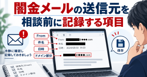 闇金メールの送信元を相談前に記録する項目