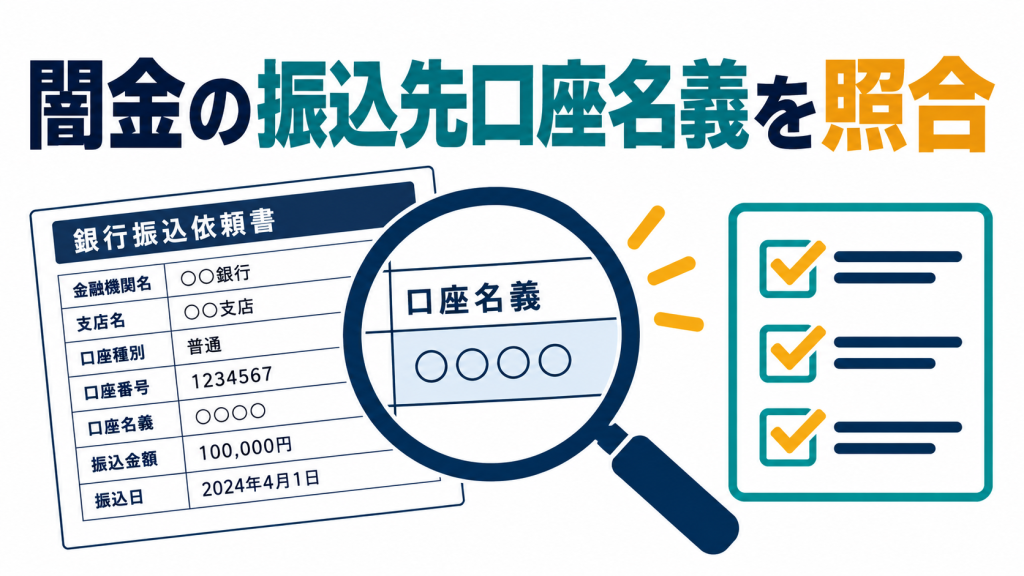 闇金の振込先口座名義を照合するときの記録項目