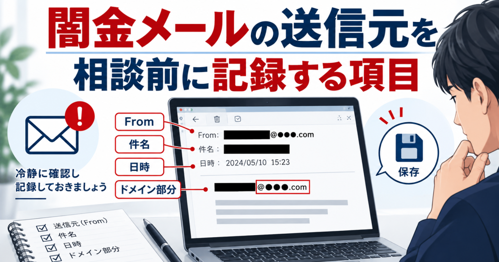 闇金メールの送信元を相談前に記録する項目